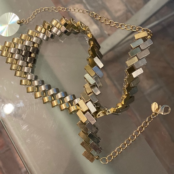 EXPRESS - necklace: signed gold / silver toned linked, adjustable - Picture 9 of 16